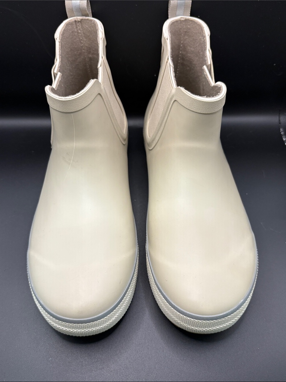 Western Chief women’s Taupe Slip-On Waterproof Chelsea Rain Boots